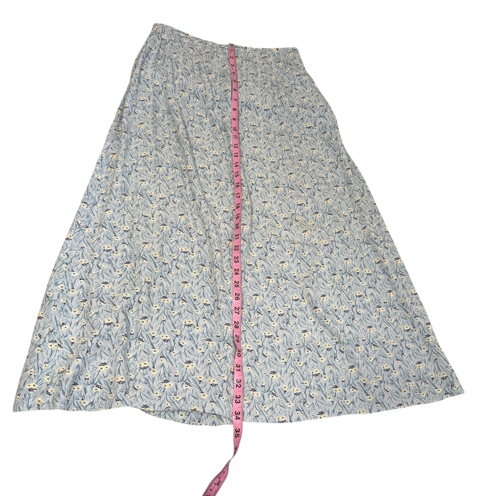 Vintage | Braemar | Floral Maxi Skirt Blue Yellow Rayon Made in Canada Size 10 - Picture 12 of 12